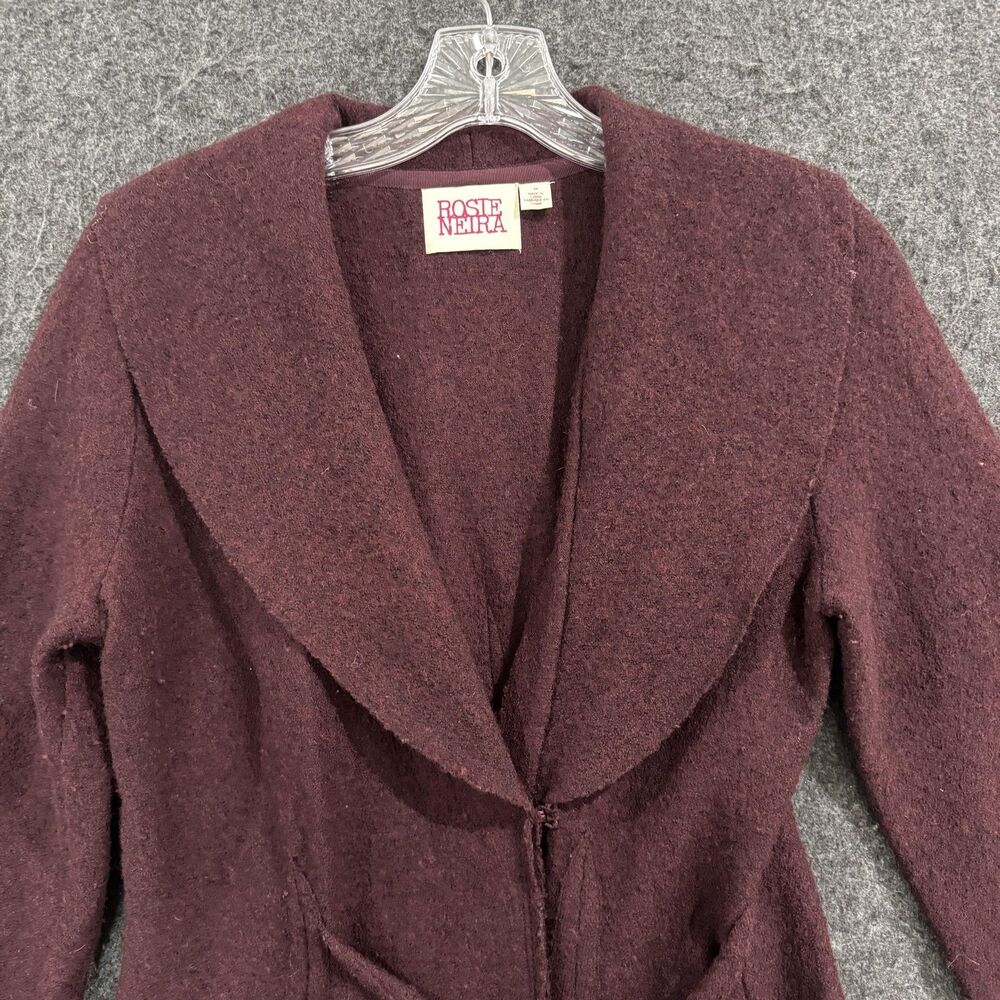 Roste Neira Sweater Women's Medium Burgundy Belted Shawl Collar Wool Blend - Picture 2 of 6